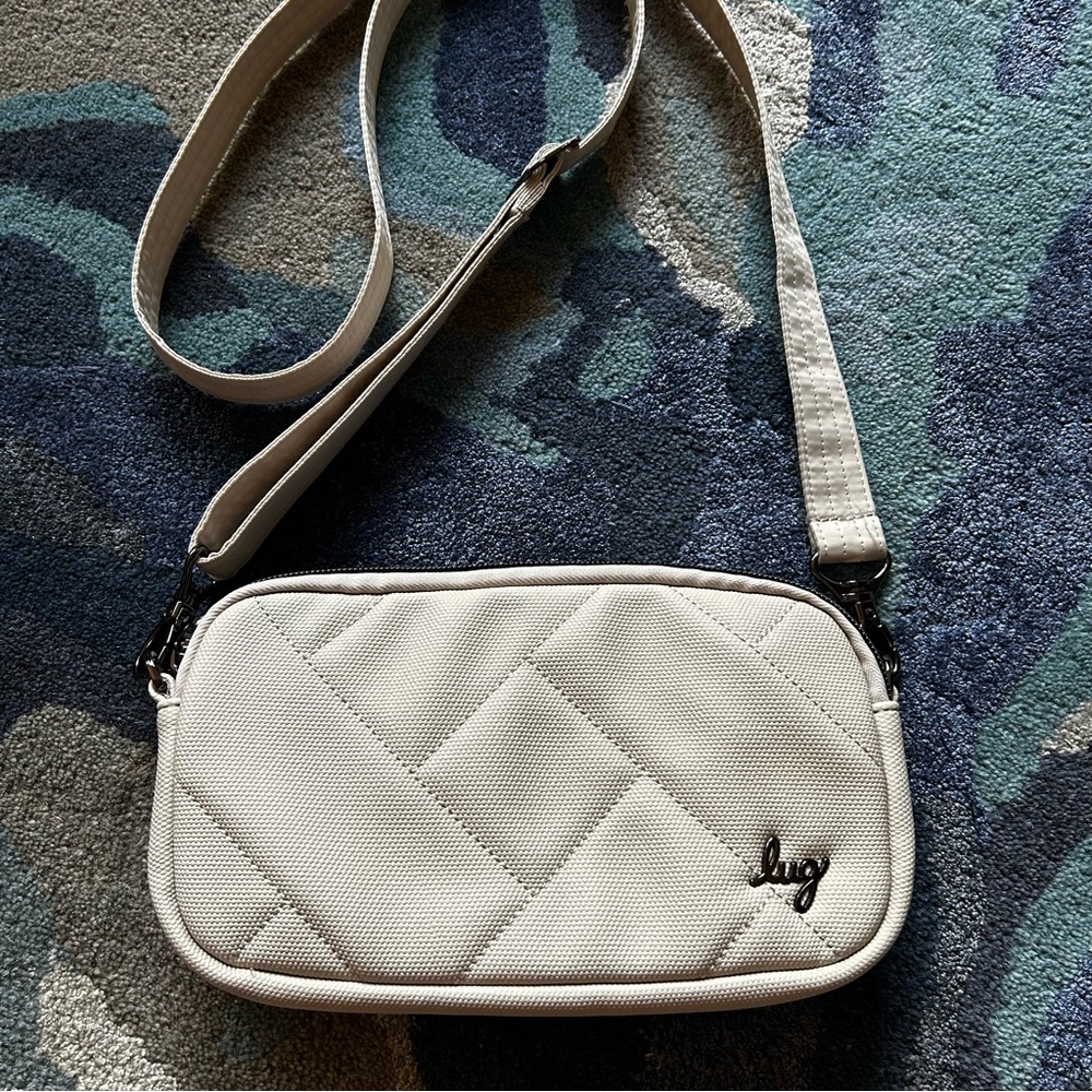 Lug Cream Quilted Crossbody/Hipster Convertible Bag with Adjustable Strap